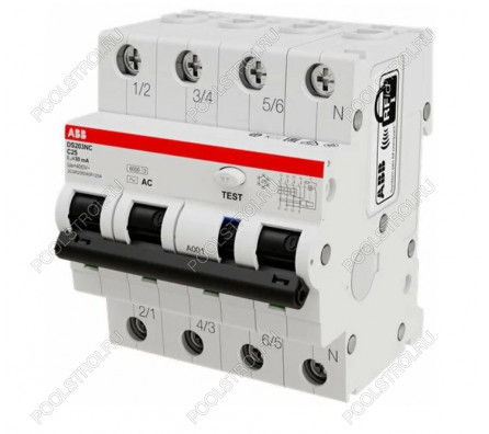 Дифференциальный автомат DS203 NC 25А ABB 4P 30мА