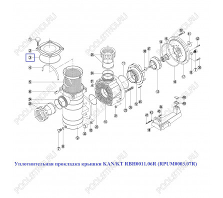 Уплотнительная прокладка крышки насоса Kripsol KAN/KT (RBH0011.06R/RPUM0003.07R)