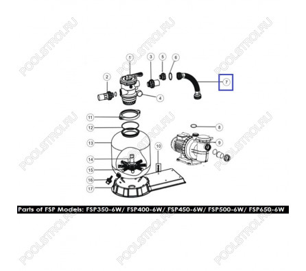 Шланг подключения с муфтами для ф/у Emaux FSP400-6-Way (89031601)